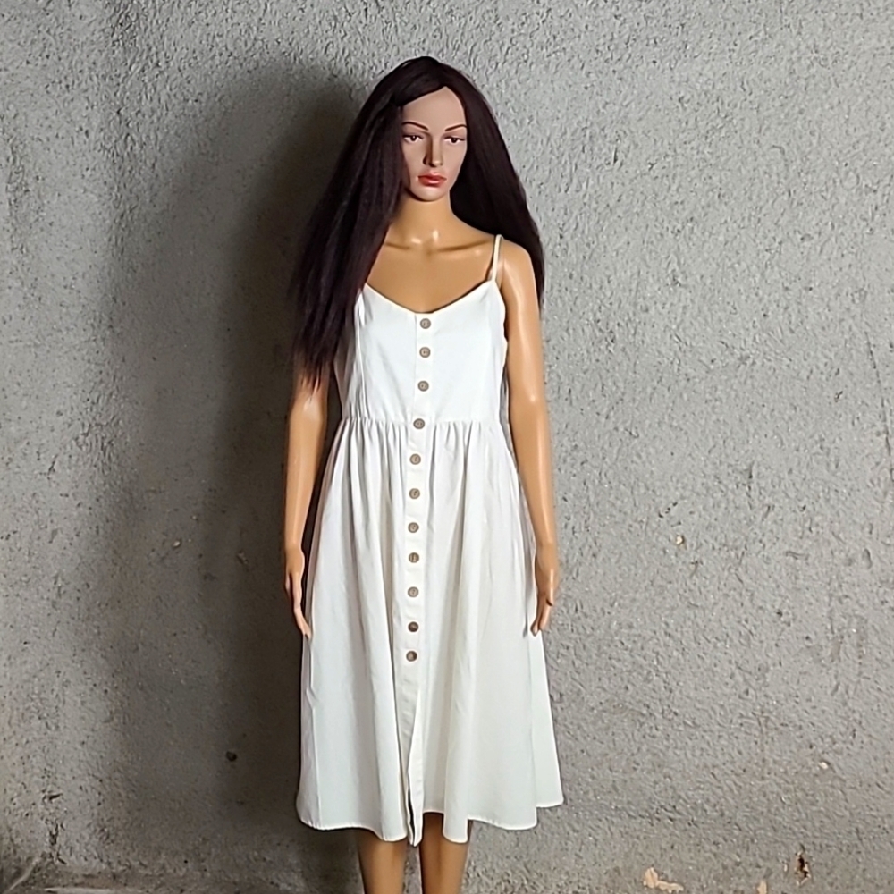 Summer Cotton Midi Dress, Fits S/M - Picture 8 of 15